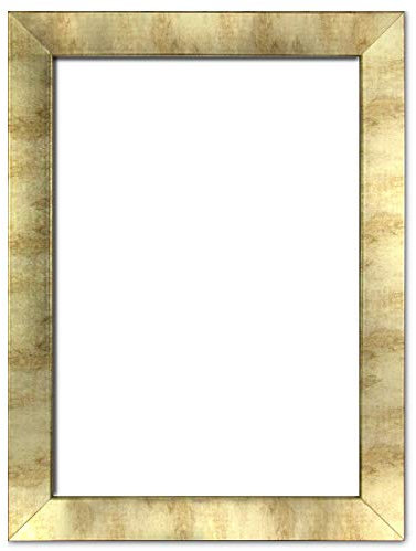 Holzwerkstoff Bilderrahmen Carla 40 x 50 cm mit weißer Rückwand 50x40 cm, hier Gold antik mit Kunststoffglas Antireflex 1mm
