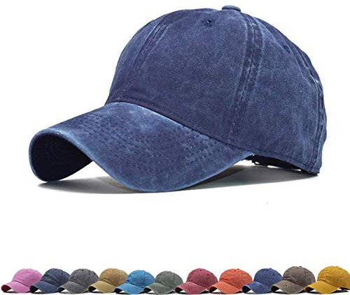Vintage Unisex Baseball Hüte für Frauen und Männer - Papa Hut für den Täglichen Gebrauch - Blau - Einheitsgröße