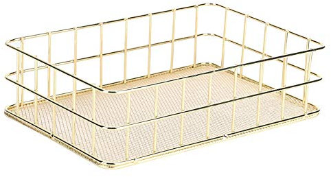 Baskets Bins Goldener Schmiedeeiserner Aufbewahrungskorb für die Aufbewahrung Langlebige Metallaufbewahrungskörbe Pantry Organizer Bins Baskets Multifunktionales Drahtgeflecht(Groß)