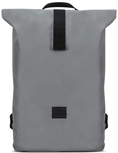 Johnny Urban Rolltop Rucksack Wasserdicht Damen & Herren Grau Alec Roll Top Kurierrucksack aus wasserfester Plane - Fahrradrucksack für Alltag & Uni, mit herausnehmbaren Laptopfach