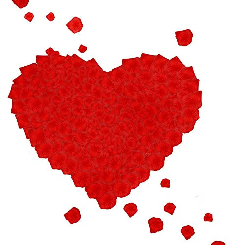 2000 pezzi di Petali di Rosa rossa, Petali di fiori di seta artificiale, Petali di Rosa finti Decorazione Romantica per Matrimonio Festa di Compleanno Proposta di Matrimonio, Rosso