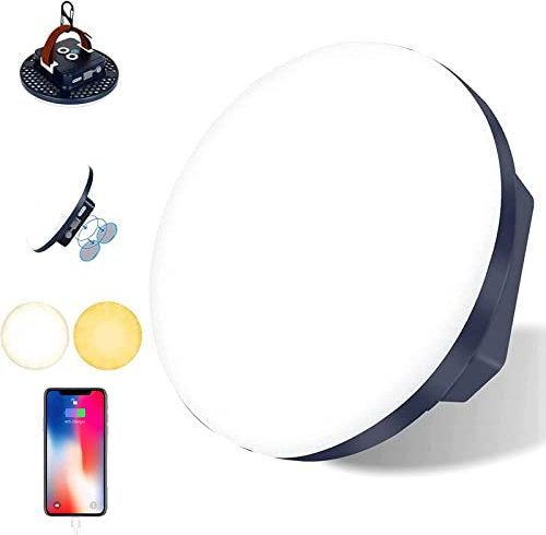 Linterna Camping LED, 16500 mAh Power Bank Recargable Lámpara Camping ,2500LM Foco para Tienda, IP65 Impermeable Portátil Luz de Emergencia para Pesca,Senderismo,Apagón (60W)