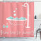 ABAKUHAUS Koralle Duschvorhang, Badewanne mit Inspirational Saying, Stoffliches Gewebe Badezimmerdekorationsset mit Haken, 175 x 180 cm, Koralle und Türkis