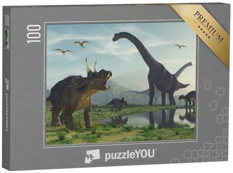 puzzleYOU: Puzzle 100 Teile „3D-Rendering: Dinosaurier“ – aus der Puzzle-Kollektion Dinosaurier, Tiere aus Fantasy & Urzeit