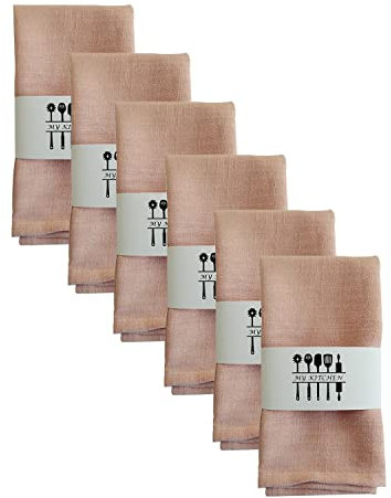 6er Set Stoffservietten Leinenservietten Baumwolle 100% Natur Leinen Tischdekoration Küche Esstisch Abendessen Cafe Restaurant 40 * 40CM Familienessen Hochzeiten Cocktail Startseite (Rosa)