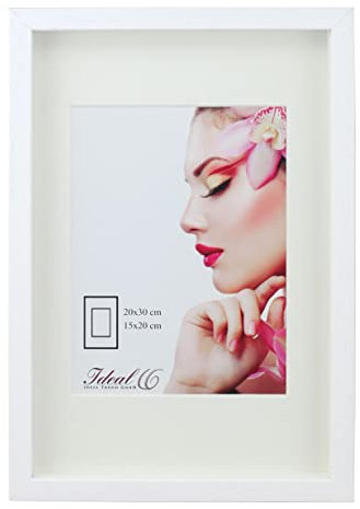 IDEAL TREND 3D Objektrahmen Holz Bilderrahmen Wanddeko Collage Poster Shirt Trikot Rahmen HR: Farbe: Weiß | Format: 40x60