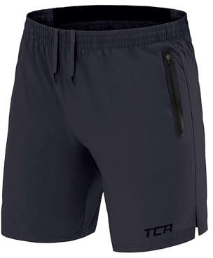 TCA Herren Elite Tech Leichte Laufhose Gymshorts Trainingsshorts und Laufshorts mit Reißverschlusstaschen - Sporthose Herren Kurz - Dunkelgrau, XL