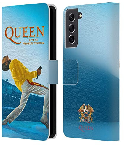 Head Case Designs Offizielle Queen Freddie Mercury Live at Wembley Kunst Leder Brieftaschen Handyhülle Hülle Huelle kompatibel mit Samsung Galaxy S21 FE 5G