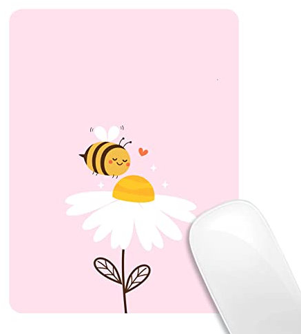 Huocairen Petit tapis de souris de 15,2 x 20,3 cm, rose abeille, mini tapis de souris portable pour ordinateur portable, tapis de souris carré en caoutchouc antidérapant pour souris sans fil