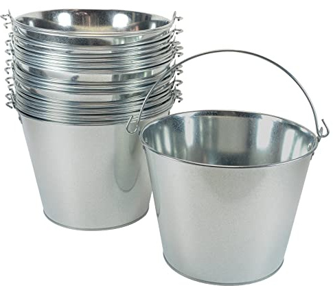 5-Quart Galvanized Pail Beer Bucket 9x9x7 inches (Pack of 12)
