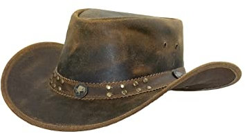 Black Jungle Yukon Lederhut, Westernhut, Australienhut, Cowboyhut (as3, Alpha, m, Tan)