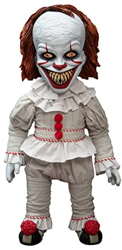 Stephen Kings Es MDS MegaFigur Sinister Pennywise mit Sound weiß/rot, aus Kunststoff. Hersteller: NECA.