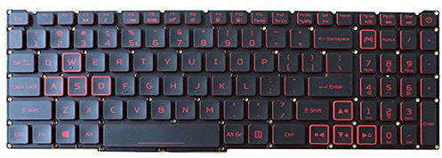 RTDPART Laptop Keyboard For Acer For Nitro 5 AN517-51 AN517-51-56YW AN517-51-76V6 77QV 75ET 77NE 79PM AN515-55 United States US Red Word With Backlit