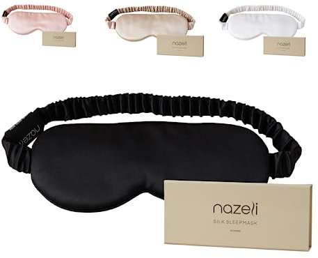 Nazeli Seiden-Schlafmaske, 30 Momme und 100% Seidenfüllung (Schwarz)