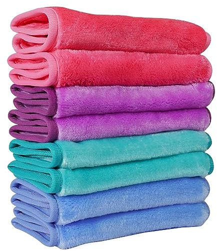 Nugilla Makeup Remover Cloths, 8 Packs Makeup Remover Towels Reusable Face Wash Cloth, Soft Microfiber Face Cloth for Women