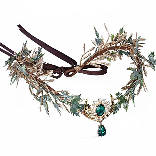 MOSTORY Woodland Leaf Crown Elf Forest Kopfschmuck für Damen Renaissance Cosplay Kostüm