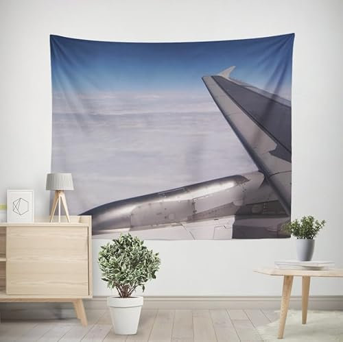 EHOMERY Wandteppich XXL 3D Wandbehänge Flugzeug Wandteppich Halterung Wandtuch Hochformat Wohnzimmer Schlafzimmer Wandbehang Dekoration 350x250cm