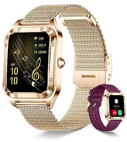 Betatree Smartwatch Damen mit Annehmen/Tätigen Anrufen Bluetooth, 1,6 Zoll Smart Watch Fitness Tracker, Herzfrequenz/SpO2/Schlafmonitor, 19 Sport, Schrittzähler, Stoppuhr, Kompatibel Android iOS