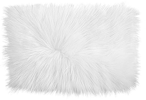 WLLHYF Kunstfell-Quadrate-Stoff 30x30cm zotteliges Fell Stoffzuschnitte Flauschiges quadratische Flicken Plüsch-Teppich Sitzpolster für Heimwerker Basteln Weihnachtsdekorationen (Weiß, 30 x 50 cm)