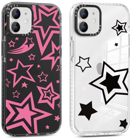 RUMDEY 2 Pack Cute Stars Phone Case for Apple iPhone 11 6.1 inches, Aesthetic Soft Slim Anti-Yellowing Shockproof TPU Fashion Bumper Cover for iPhone 11 with Design