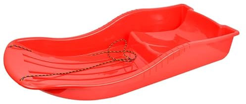 Schlitten für Kinder mit Rückenlehne und Zugseil Bob Rutscher Rodel Schneegleiter Snow 87x37 cm (Rot)