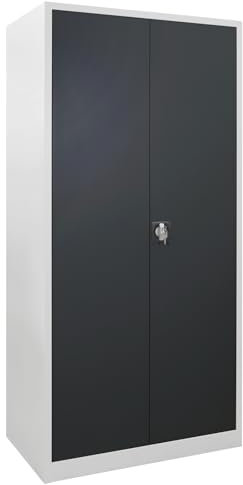 ADB Flügeltürenschrank RAL7035/7016, H 1950 x B 920 x T 500 mm | Materialschrank | Metallschrank | Werkstattschrank | Lagerschrank