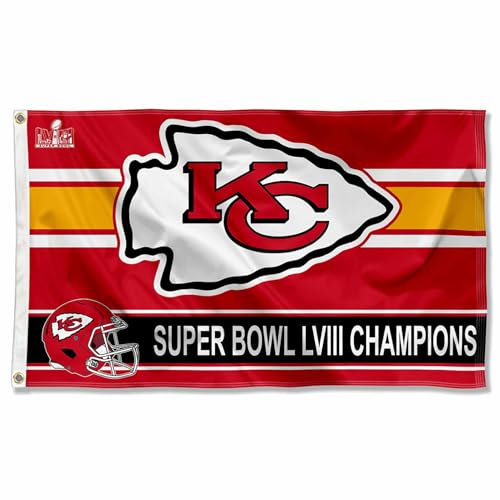 Kansas City Chiefs 2024 Super Bowl Champions Flagge Outdoor Indoor 90 x 150 cm Banner