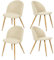 FurnitureR 4er-Set Weiche und Bequeme Esszimmerstühle, Beigefarbener Chenille-Stoff mit Metallbeinen, Wohnzimmerstühle aus Muscheln für Küche und Esszimmer