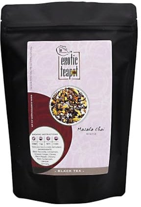 The Exotic Teapot - Masala Chai Tea Loose Leaf, 200g Pouch, Premium Spiced Black Tea Blend