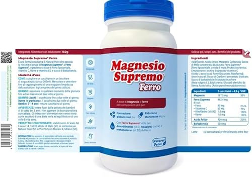 Natural Point - Magnesio Supremo Ferro 150 Gr - integratore magnesio gusto lampone