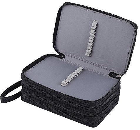 Dekaim Aquarell-Federmäppchen, PU-Leder, 72 Fächer, großes Fassungsvermögen, Skizzenkunst, Aquarell-Organizer-Tasche für Schulbedarf, tragbare Stiftaufbewahrung in Schwarz, mehrfarbig, 60_x_180_cm