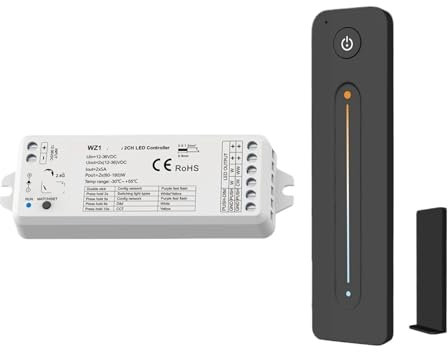 1 Stück Dimmer LED Schalter 12V 24V 36V DC 2CH 2,4G CCT WW CW Lichtleiste Controller WZ1 Dimmer(WZ1 And R12 Set)