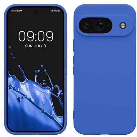 kwmobile Housse Compatible avec Google Pixel 9 Coque - Housse de téléphone en TPU avec Protection Appareil Photo - Bleu Baltique
