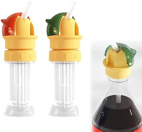 AWAVM Reusable Children Beverage Water Bottle Straw Lid 2 in 1 Design Straw Cap Portable with Straw Protects Kids Mouth No Spill Silicone Water Bottle Spout Adapter