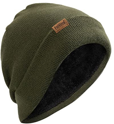 Mütze Herren Damen Thermo Wintermütze Baumwolle Strickmütze Warme Winter Hut Haube für Männer und Frauen Olivgrün
