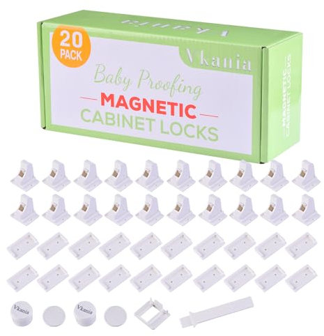 Vkania 20 Stück Vkania Magnetische Schrankschlösser Kindersicherung mit 2