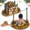 FTJKGH Wichtel Zubehör, Miniatur Zubehör, Wichtel Zubehör Weihnachten, Miniatur Hängeofen mit Glühendem Lagerfeuer, Wichteltür Zubehör, Puppenhaus Zubehör Deko, Wichtelzubehör für Wichteltür