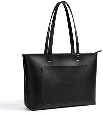 KALIDI Black Tote Bag Large Leather Tote Bags For Women Black Handbags For Women With Zip For School Uni