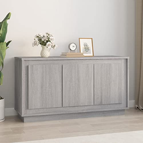 puraday Sideboard Schrank 102x35x55 cm Seitenschrank Esszimmerschrank Standschrank Beistellschrank Aufbewahrungsschrank Holz für Schlafzimmer Wohnzimmer Küche Flur Esszimmer GrauSonoma
