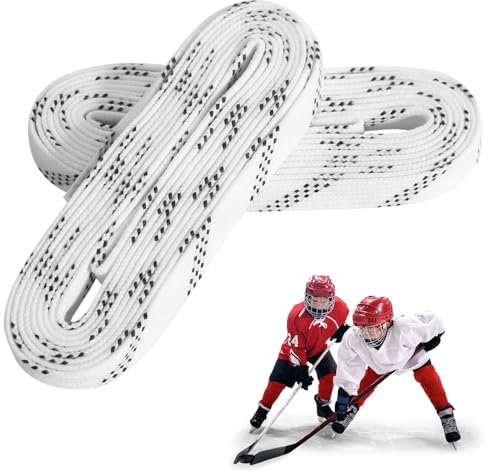 YGKYMVW Profi Schnürsenkel für Eishockey Schlittschuhe, 96 Zoll Gewachste Schnürsenkel Inlineskate Hockey Schnürsenkel Anti-Gefrieren, Schlittschuhe Schnürsenkel für Sport Skifahren Hockey(Weiß)