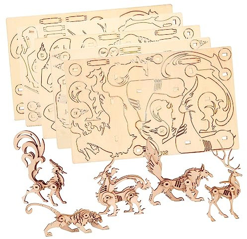 BESTonZON 5St Holzpuzzle tierische Rätsel Tierrätsel für Kinder Kinderpuzzle 3D-Puzzles für Erwachsene tierpuzzle Tier Puzzle Puzzlematte Spielzeug 3D-Puzzle für Kinder 3D-Rätsel hölzern