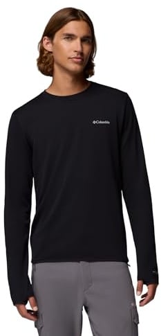 Columbia Men's Tech Trail Utility Warm Long Sleeve Crew, Long Sleeve T-Shirt, Black, Large