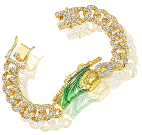 Goldkette für Männer Iced Out,Herren 18 Karat Echt Vergoldet/Platin Weißgold Diamant Cuban link Chain Iced Out Kette Kubanische Kette,Kubanische Kette Miami Halskette Armband mit Geschenkbox