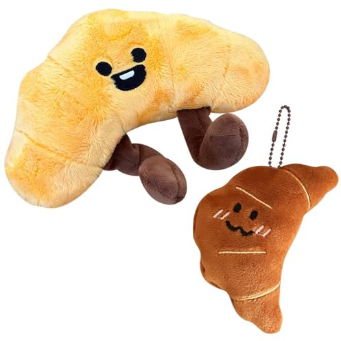 1 Stück Croissant Kuscheltier,Croissant Plüschtier,20 cm Brot Form Plüschtier,mit Schlüsselanhänger,Plüschkissen mit Essen,Heimdekoration,Lustiges und Kreatives Geschenk für Kinder