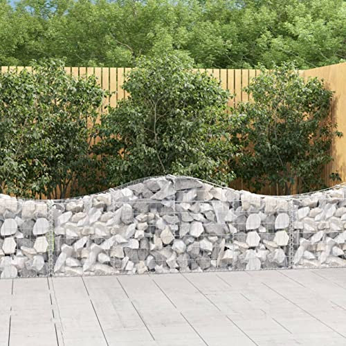 Brokky Gabionen mit Hochbogen 5 Stk. 200x30x60/80 cm Verzinktes Eisen Zaun Gabionen WasserzapfsäUle Garten Pflanzsteine Beton Garten Stapelbar Gabionenzaun Gabionen