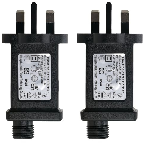 GAOHOU 2Pcs 31V 6W Power Supply Adapter Transformer Plug for LED Fairy Light Festival Decoration Light Waterproof IP44 Vertical