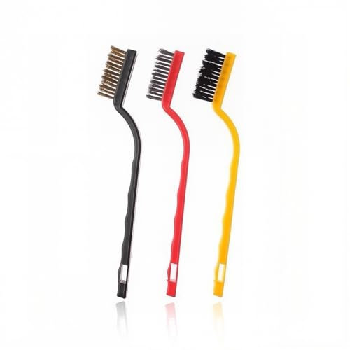 3 Pcs Cepillos de Alambre, Cepillo de Alambre de latón, Mini cepillos de acero inoxidable, Mini Cepillo de Alambre, para Limpieza Madera, Escoria de Soldadura, Grasa, Óxido y Polvo