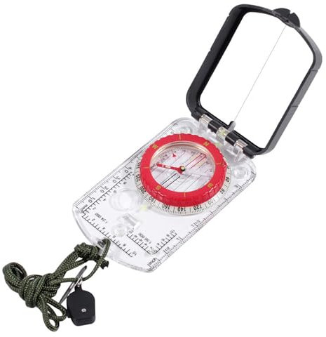 Orientierungsspiegel mit Kompass, mit verstellbarer Neigung, Klinometer und LED-Licht für Wandern, Camping, Jagd, Bergsteiger