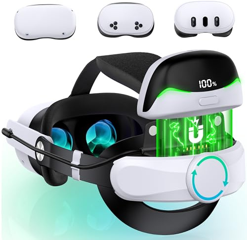 DXKK Head Straps for Meta Quest 3/Quest 3s/Quest 2 with Magnetic Battery- Balanced & Extend 2-3H Time, Adjustment Dials Enhanced Comfort VR Gaming Consoles