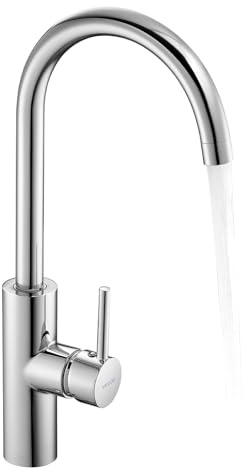 VEVOR Robinet Automatique sans Contact, Mitigeur d’Évier avec Capteur à Poignée Unique, Mélangeur d’Eau Chaude et Froide Réglable Mains Libres, pour Tuyau 9,5 mm, Bar Cuisine Salle de Bain, Chromé